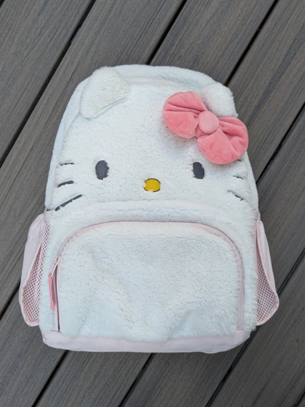 Pottery Barn Kids Large Mackenzie White Hello Kitty Critter Fur Backpack No Mono